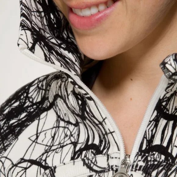 Lululemon Scuba Hoodie black white scribble print Size 6 - Picture 7 of 15
